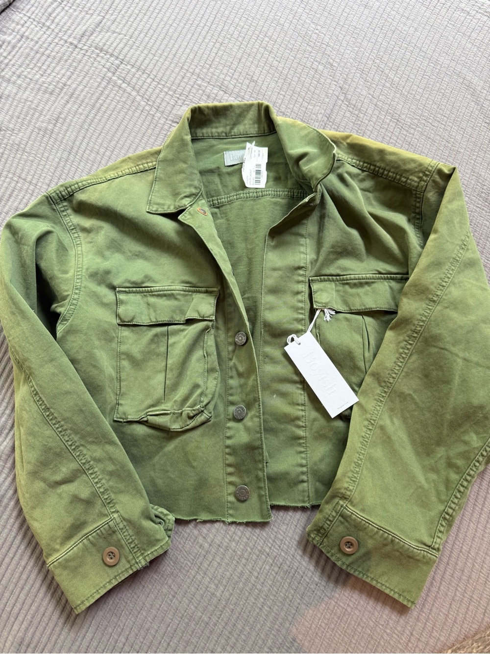Boyish planet blue olive Green Cropped Utility Jacket